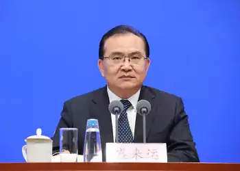BEIJING, CHINA - JULY 15: Sheng Laiyun, deputy commissioner of the National Bureau of Statistics (NBS), speaks at State Council Information Office (SCIO) press conference about China's economic performance of the first half of 2025 on July 15, 2025 in Beijing, China. (Photo by VCG/VCG via Getty Images)