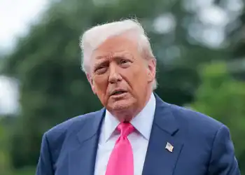 WASHINGTON, DC - JULY 15: U.S. President Donald Trump speaks to the media as he departs the White House on July 15, 2025 in Washington, DC. Trump is traveling to Pittsburgh, Pennsylvania, to speak at an artificial intelligence and energy summit.  (Photo by Anna Moneymaker/Getty Images)