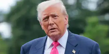 WASHINGTON, DC - JULY 15: U.S. President Donald Trump speaks to the media as he departs the White House on July 15, 2025 in Washington, DC. Trump is traveling to Pittsburgh, Pennsylvania, to speak at an artificial intelligence and energy summit.  (Photo by Anna Moneymaker/Getty Images)