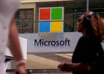 A Microsoft store in New York, US, on Tuesday, July 22, 2025. Microsoft Corp. accused Chinese state-sponsored hackers of using flaws in its SharePoint document management software in a hacking campaign that has targeted businesses and government agencies around the world. Photographer: Adam Gray/Bloomberg via Getty Images