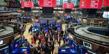 McGraw Hill Inc. signage on the floor of the New York Stock Exchange (NYSE) during the company's initial public offering (IPO) in New York, US, on Thursday, July 24, 2025. McGraw Hill Inc. shares traded flat after the company raised $414.6 million in its US initial public offering. Photographer: Michael Nagle/Bloomberg via Getty Images