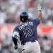 NEW YORK, NEW YORK - JULY 28: Junior Caminero #13 of the Tampa Bay Rays reacts as he rounds the bases after hitting a two run home run against the New York Yankees in the first inning at Yankee Stadium on July 28, 2025 in New York City. (Photo by Ezra Shaw/Getty Images)