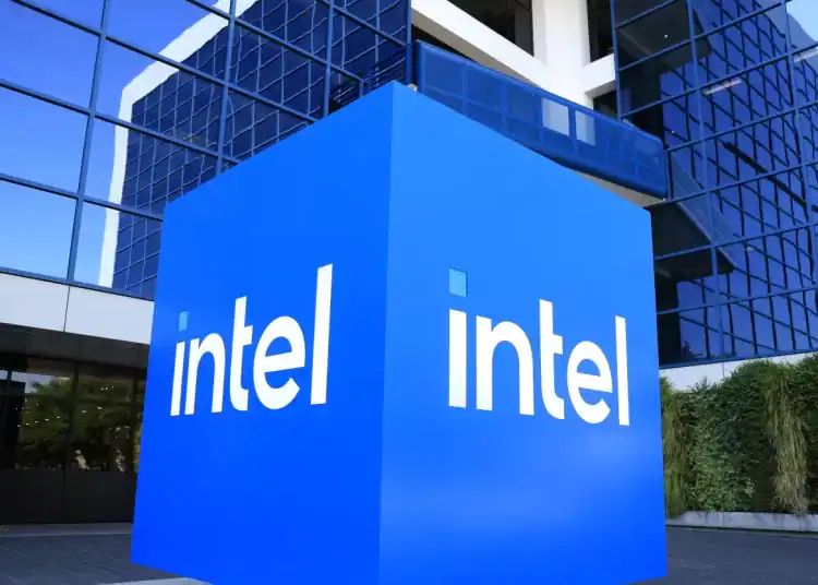 The Intel logo is displayed on a sign in front of Intel headquarters on July 16, 2025 in Santa Clara, California. Justin Sullivan | Getty Images