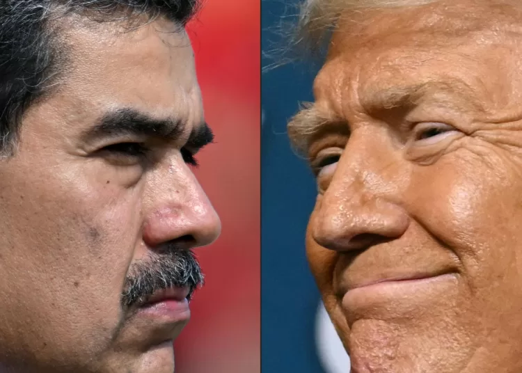 (FILES)(COMBO) This combination of pictures created on August 08, 2025 shows Venezuela's President Nicolas Maduro (L) in Caracas on January 10, 2025, and US President Donald Trump (R) in Pittsburgh, Pennsylvania on July 15, 2025. The United States doubled its bounty on Venezuelan President Nicolas Maduro -- who faces federal drug trafficking charges -- to $50 million on August 7, 2025, a move Caracas described as "pathetic" and "ridiculous". (Photo by Juan BARRETO and ANDREW CABALLERO-REYNOLDS / AFP)