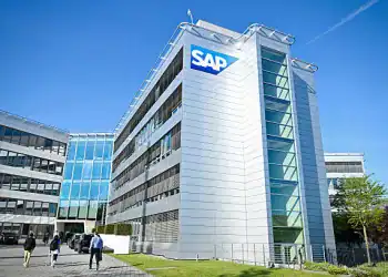 13 May 2025, Baden-Württemberg, Mannheim: A logo of the software company SAP can be seen on the main building in front of the Annual General Meeting of the software company SAP. Photo: Uwe Anspach/dpa (Photo by Uwe Anspach/picture alliance via Getty Images)