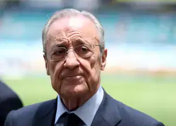 MIAMI GARDENS, FLORIDA - JUNE 18: President of Real Madrid Florentino Pérez looks on prior to the FIFA Club World Cup 2025 group H match between Real Madrid CF and Al Hilal at Hard Rock Stadium on June 18, 2025 in Miami Gardens, Florida. (Photo by Dan Mullan/Getty Images)