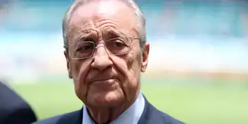 MIAMI GARDENS, FLORIDA - JUNE 18: President of Real Madrid Florentino Pérez looks on prior to the FIFA Club World Cup 2025 group H match between Real Madrid CF and Al Hilal at Hard Rock Stadium on June 18, 2025 in Miami Gardens, Florida. (Photo by Dan Mullan/Getty Images)