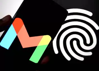 KOLKATA, INDIA - 2025/06/25: In this photo illustration, a Gmail logo is seen displayed on a smartphone with a Passkey Finger scanner (inscriptions) in the background. (Photo Illustration by Avishek Das/SOPA Images/LightRocket via Getty Images)