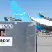 San Bernadino, CA - July 24: Prime Air airplanes sit on the tarmac waiting to be loaded with cargo at an Amazon Air Hub Thursday, July 24, 2025 in San Bernadino, CA. (Luke Johnson / Los Angeles Times via Getty Images)