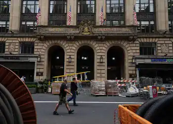 Filming in Glasgow for the latest film in the Spider-Man franchise, Spider-Man: Brand New Day. The sequel will see Tom Holland reprise his main role and is set to be directed by Destin Daniel Cretton. Picture date: Friday August 1, 2025. (Photo by Andrew Milligan/PA Images via Getty Images)