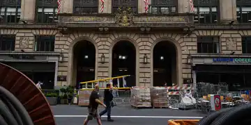 Filming in Glasgow for the latest film in the Spider-Man franchise, Spider-Man: Brand New Day. The sequel will see Tom Holland reprise his main role and is set to be directed by Destin Daniel Cretton. Picture date: Friday August 1, 2025. (Photo by Andrew Milligan/PA Images via Getty Images)