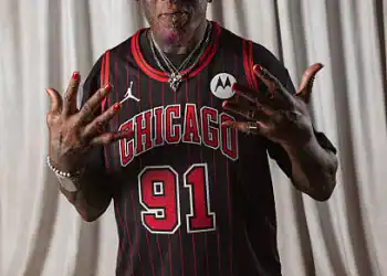 CHICAGO, IL - JULY 24: Dennis Rodman poses for a portrait in the Statement Edition uniform on July 24, 2025 at the United Center in Chicago, Illinois. NOTE TO USER: User expressly acknowledges and agrees that, by downloading and or using this Photograph, user is consenting to the terms and conditions of the Getty Images License Agreement. Mandatory Copyright Notice: Copyright 2025 NBAE(Photo by Joe Pinchin/NBAE via Getty Images)