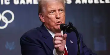 WASHINGTON, DC - AUGUST 05: U.S. President Donald Trump speaks to reporters after signing an executive order during a ceremony in the South Court Auditorium in the Eisenhower Executive Office Building on August 5, 2025 in Washington, DC. The executive order creates a White House task force to help coordinate logistical issues related to the 2028 Summer Olympic Games in Los Angeles including security, visas for athletes and coaches and transportation. (Photo by Win McNamee/Getty Images)