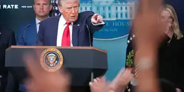 WASHINGTON, DC - AUGUST 11: U.S. President Donald Trump answers questions during a press conference in the James S. Brady Press Briefing Room of the White House August 11, 2025 in Washington, DC. Trump announced he will use his authority to place the DC Metropolitan Police Department under federal control to assist in crime prevention in the nation’s capital, and that the National Guard will be deployed to DC. Also pictured are Secretary of Defense Pete Hegseth (L) and Attorney General Pam Bondi (R). (Photo by Andrew Harnik/Getty Images)