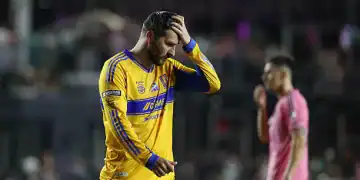 FORT LAUDERDALE, FLORIDA - AUGUST 20: André-Pierre Gignac 10# of Tigres UANL reacts during the Leagues Cup Quarter-final between Inter Miami CF and Tigres UANL at Chase Stadium on August 20, 2025 in Fort Lauderdale, Florida. (Photo by Leonardo Fernandez/Getty Images)
