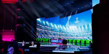 MONACO, MONACO - AUGUST 28: A general view of the stage ahead of the UEFA Champions League 2025/26 League Phase Draw at Grimaldi Forum on August 28, 2025 in Monaco, Monaco. (Photo by Claudio Lavenia - UEFA/UEFA via Getty Images)