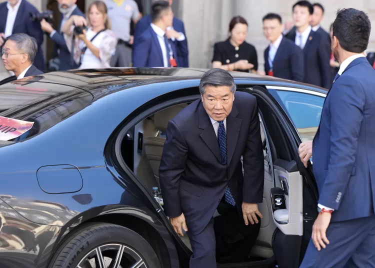 Chinese Vice Premier He Lifeng arrives for trade talks with US Secretary of the Treasury Scott Bessent at the foreign ministry in Madrid on September 14, 2025. (Photo by Thomas COEX / AFP)