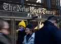 (FILES) The New York Times Building in New York City on February 1, 2022. US President Donald Trump said on September 15, 2025 that he is bringing a $15 billion "defamation and libel lawsuit" against the New York Times.