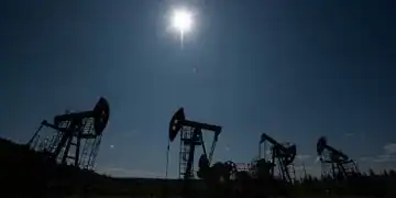 KAZAN, REPUBLIC OF TATARSTAN, RUSSIA - JULY 14: Oil pumping units are seen as the results of the first quarter of 2025, 8.3 million tons of oil are produced in the Republic of Tatarstan on July 14, 2025. The average price of Urals oil for this period was $ 62.8 per barrel. (Photo by Stringer/Anadolu via Getty Images)
