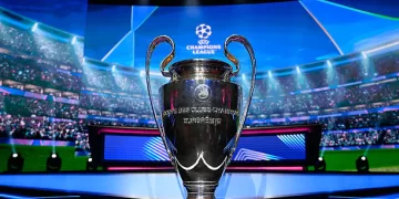 Illustration of trophy during UEFA Champions League final stage draw at Grimaldi Forum on August 28, 2025 in Monaco, Monaco. (Photo by Pascal Della Zuana/Icon Sport via Getty Images)