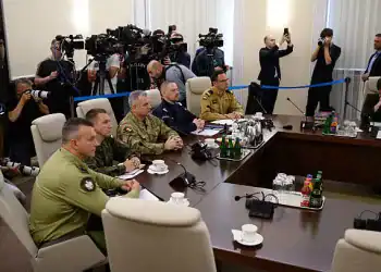 General Wieslaw Kukula, chief of the General Staff of the Polish Armed Forces, takes part in an extraordinary government cabinet meeting at the Chancellery of the Prime Minister, following violations of Polish airspace during a Russian attack on Ukraine in Warsaw, Poland, on September 10, 2025. (Photo by Aleksander Kalka/NurPhoto via Getty Images)