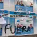 RAMOS MEJIA, ARGENTINA - SEPTEMBER 7: Vandalized banners of Legislative Candidate Veronica Magario for Fuerza Patria party are stuck on a billboard during legislative elections on September 7, 2025 in Ramos Mejia, Argentina. The province of Buenos Aires hold legislative elections to renew 46 representatives and 23 provincial senators. (Photo by Tobias Skarlovnik/Getty Images)