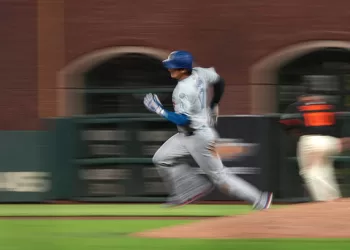 SAN FRANCISCO, CALIFORNIA - SEPTEMBER 13: Shohei Ohtani #17 of the Los Angeles Dodgers runs the bases against the San Francisco Giants in the top of the ninth inning at Oracle Park on September 13, 2025 in San Francisco, California. (Photo by Thearon W. Henderson/Getty Images)