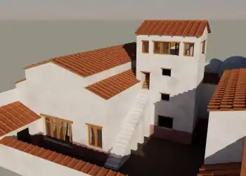 Reconstrucción en 3D de la Casa del Tiaso, o la Casa de Tiaso, en Pompeya. Cortesía de Pompeii Reset.