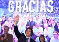 El presidente de Argentina, Javier Milei, celebraba los resultados de las elecciones legislativas, este domingo en Buenos Aires. (Argentina) JUAN IGNACIO RONCORONI (EFE)