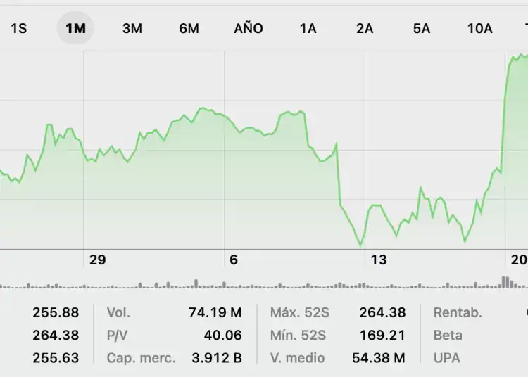 Acciones de Apple / Fuente: Bolsa