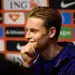 Frankie De Jong of the Netherlands national soccer team smiles during his team's press conference at the Malta FA Technical Centre in Ta' Qali, Malta, on October 8, 2025, on the eve of the FIFA World Cup 2026 Group G European Qualifier soccer match against Malta at the National Stadium in Ta' Qali, Malta, on October 9, 2025. (Photo by Domenic Aquilina/NurPhoto via Getty Images)