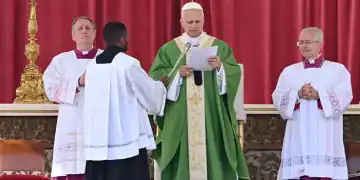 Pope Leo XIV speaks during his Sunday Angelus prayer at the end of the Jubilee mass of Marian Spirituality at St. Peter's square in the Vatican on October 12, 2025. (Photo by Alberto PIZZOLI / AFP) (Photo by ALBERTO PIZZOLI/AFP via Getty Images)
