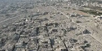 DAMASCUS, SYRIA - OCTOBER 19: A view of destruction in the Qaboun neighborhood in Damascus, the capital of Syria on October 19, 2025. The Qaboun neighborhood is among the areas that most vividly bear the scars of years of heavy bombardment by the ousted Assad regime. Once one of the city's most vibrant residential districts, the neighborhood has now largely turned into piles of rubble. Unexploded ordnance and undiscovered landmines pose a serious obstacle to the return of civilians. (Photo by Izz Aldien Alqasem/Anadolu via Getty Images)