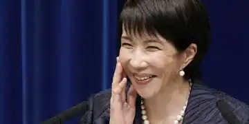 Japan's new Prime Minister Sanae Takaichi smiles during her first press conference after the inauguration of her Cabinet at the premier's office in Tokyo on Oct. 21, 2025. (Photo by Kyodo News via Getty Images)