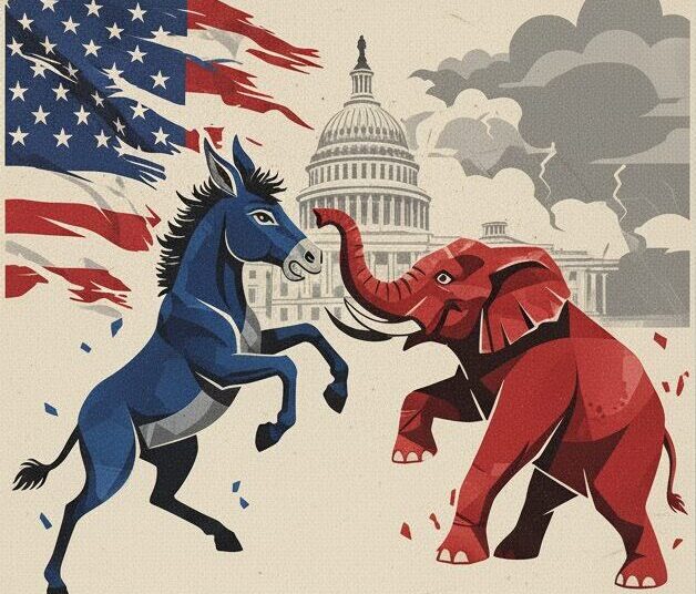 Republicanos vs democratas - Imagen generada por inteligencia generativa de DIARIO FINANCIERO