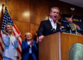 California Gov. Gavin Newsom speaks during a campaign event in support of Proposition 50 in San Francisco, Monday, Nov. 3, 2025. (Photo by Gabrielle Lurie/San Francisco Chronicle via Getty Images)