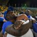 Curaçao fans celebrate World Cup 2026 qualification after a 0-0 draw with Jamaica at the National Stadium in Kingston, Jamaica on November 18, 2025. The tiny Caribbean nation of Curacao became the smallest country ever to qualify for the World Cup on November 18 as Haiti booked their return to the tournament for the first time in 52 years along with Panama.
A nerve-shredding finale to the CONCACAF qualifying campaign saw Curacao -- with a population of just 156,000 -- squeeze into next year's finals in the United States, Canada and Mexico with a 0-0 draw against Jamaica in Kingston. (Photo by Ricardo MAKYN / AFP) (Photo by RICARDO MAKYN/AFP via Getty Images)
