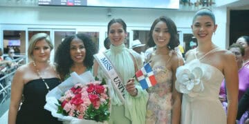 María José Unda, Magali Febles, Fátima Bosch (Miss Universo), Jennifer Ventura (Miss RD) y Ana Maspons (Miss International RD). Fotos_ Joel Guzmán