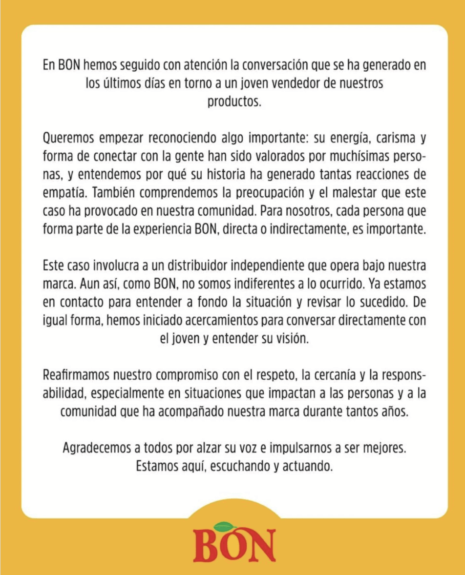 Comunicado Helados Bon