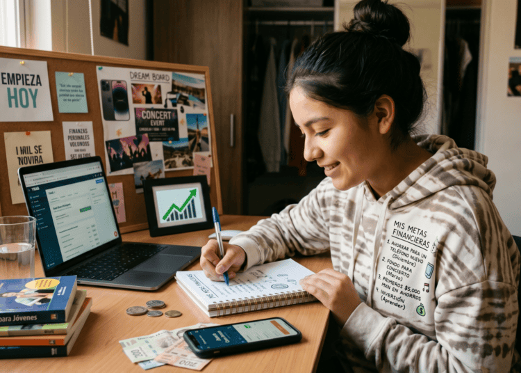 Imagen de un adolescente haciendo metas financieras