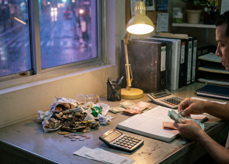 Imagen de residuos solidos y dinero cobrado por la basura en tamaño