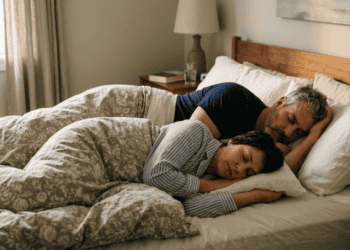 Imagen ilustrativa sobre matrimonio durmiendo de lado