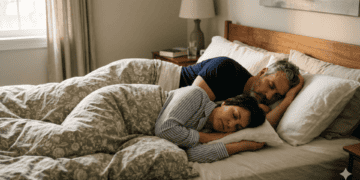 Imagen ilustrativa sobre matrimonio durmiendo de lado