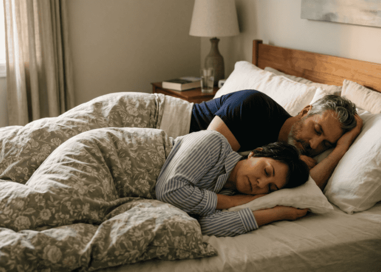 Imagen ilustrativa sobre matrimonio durmiendo de lado