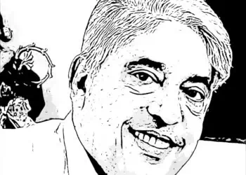 Persona sonriente en bosquejo blanco y negro