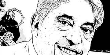 Persona sonriente en bosquejo blanco y negro