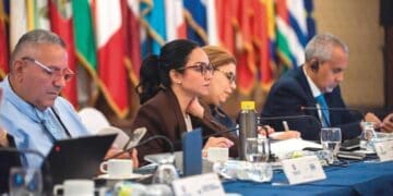 La ministra de Interior y Policía, Faride Raful durante un encuentro