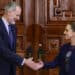 Mexicos' President Claudia Sheinbaum and King Felipe VI of Spain shake hands during a meeting at the Palacio Nacional in Mexico City on June 25, 2026. (Photo by Rodrigo Oropeza / AFP)