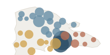 Mapa con burbujas de república Dominicana