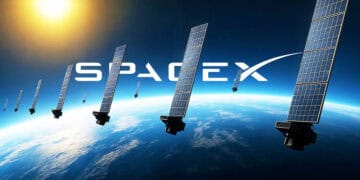 Satelites se spaceX en el espacio